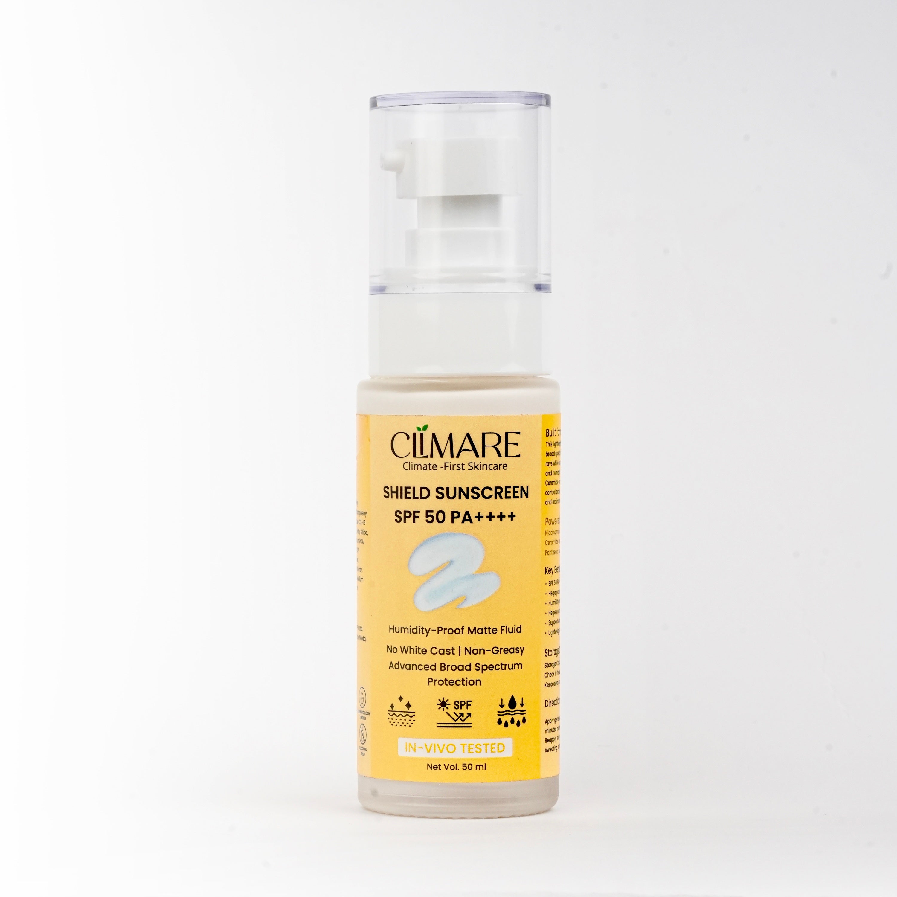 CLIMARE SPF 50 PA++++ Invisible Sunscreen | Lightweight Gel | No White Cast | Broad Spectrum UVA/UVB Protection | 50ml